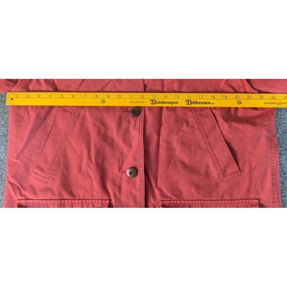 Vintage LL Bean Barn Jacket Womens Sz L Canvas Chore Coat w/ Corduroy Collar Red - Picture 6 of 8
